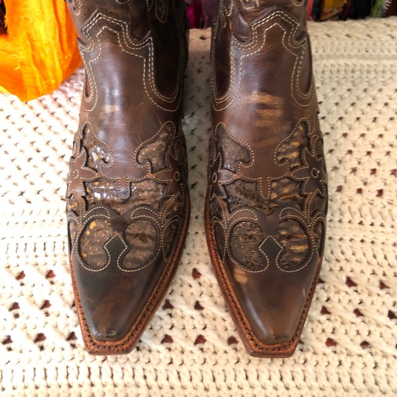 TWISTED X STEPPIN'OUT Chocolate python INLAY COWBOY BOOTS Australian 9B … - Picture 3 of 11